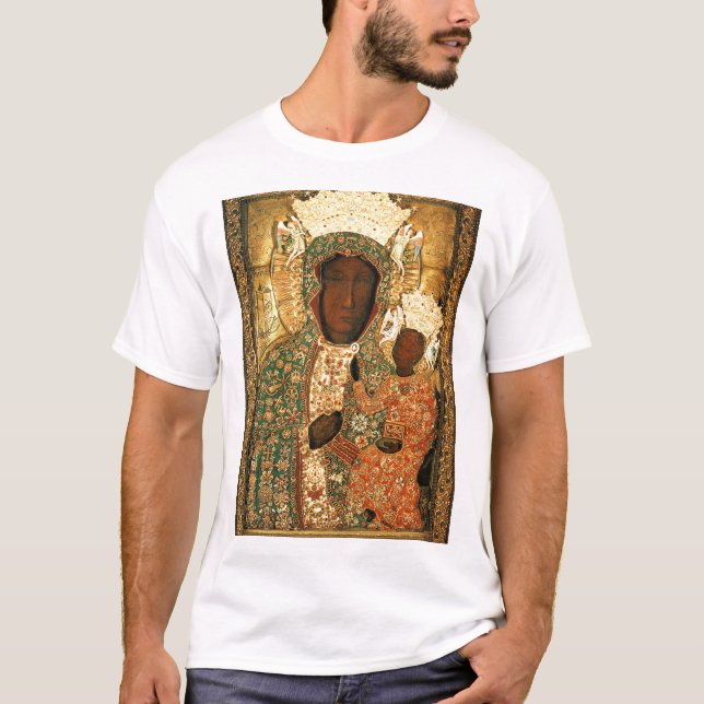 T-shirt Vierge noire et enfant Notre-Dame de Czestochowa (Devant)