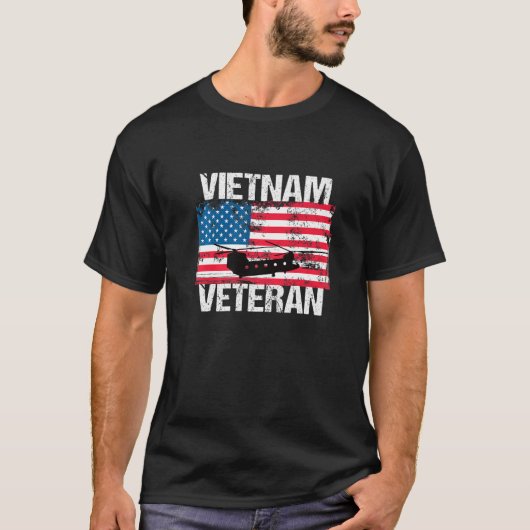 T-shirt Vietnam Veteran Transport Helicopter  US Flag (Devant)