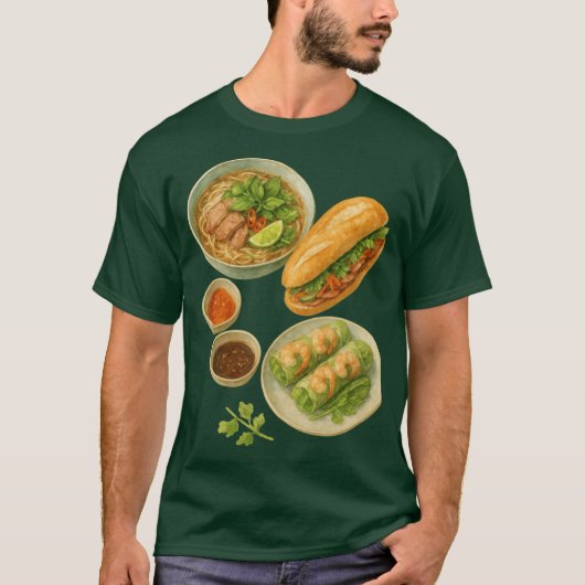 T-shirt Vietnamese Food banh mi and pho soup (Devant)