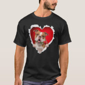T-shirt Vieux anglais Chien Chien Chien Rose Coeur Valenti (Devant)