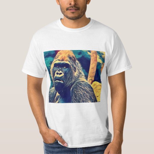 T-shirt Vieux Gorille Original animal de la jungle Abstrai (Devant)