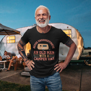 T-shirt Vieux homme avec camper van retro vintage