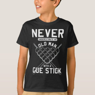 T-shirt Vieux Homme Avec Stick Cue Billard Joueur Snooker