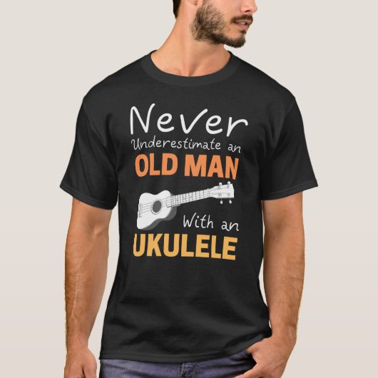 T-shirt  Vieux homme avec Ukulele  (Devant)
