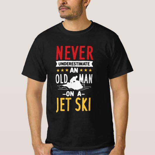 T-shirt Vieux Homme Sur Un Jet Ski (Devant)