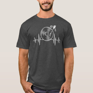 T-shirt Vieux Musique Vinyl Record Heartbeat Disque Musici