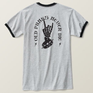 T-shirt Vieux Punks Ne Meurent Jamais Skeleton Rock Sur Go