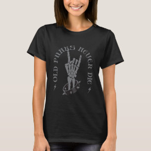 T-shirt Vieux Punks Ne Meurent Jamais Skeleton Rock Sur Go