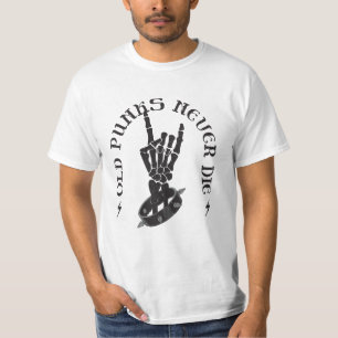 T-shirt Vieux Punks Ne Meurent Jamais Skeleton Rock Sur Go
