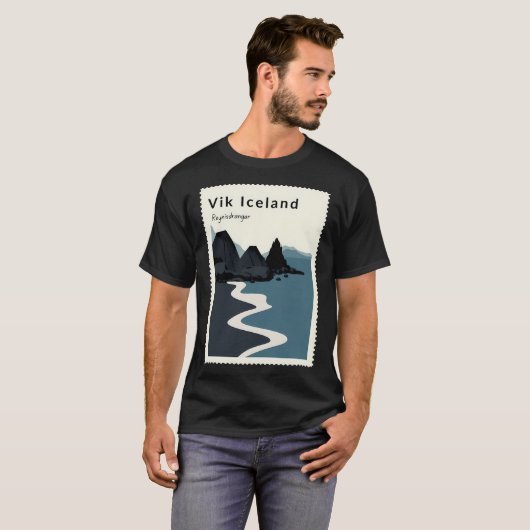 T-shirt Vik Reynisfjara Plage de sable noir Islande (Devant entier)