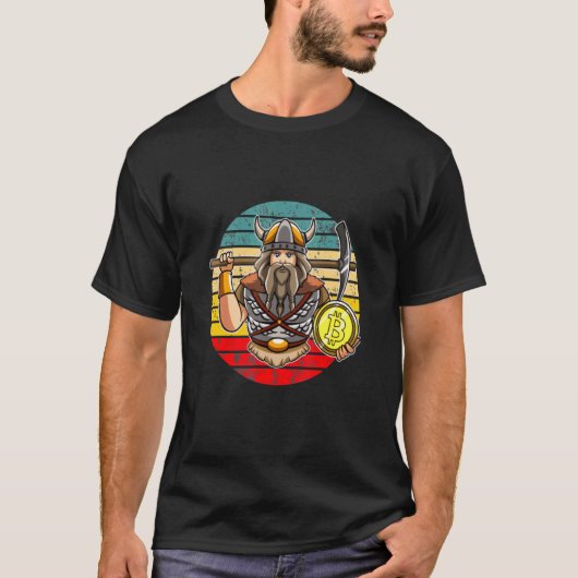 T-shirt Viking Avec Drapeau Bitcoin Design (Devant)