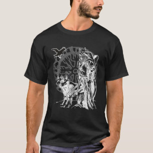 T-shirt Viking Berserker Vintage Celtic Rune Raven Wolf Mo