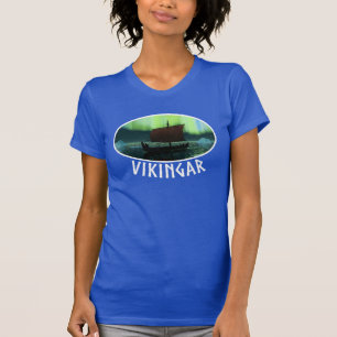 T-shirt Viking Navire Et Lumières Du Nord