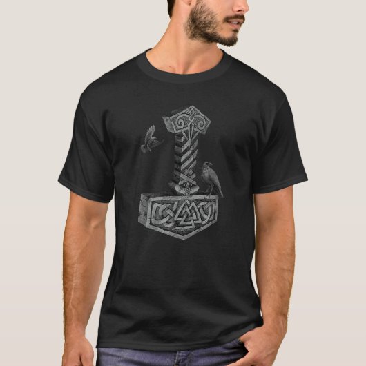 T-shirt Viking Norse Mythology Thor's Mjolnir Odin's Hugin (Devant)