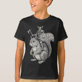 T-shirt Viking Riding Squirrel Funny Warrior Art (Devant)