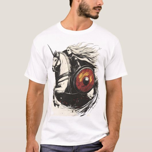 T-shirt Viking Shield Maiden Licorne (1) (Devant)