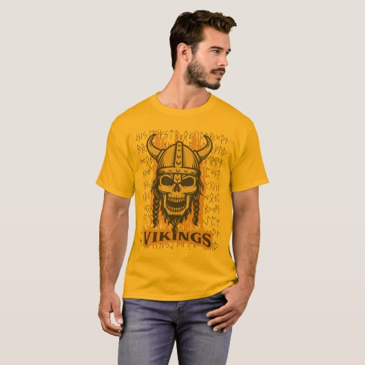 T-shirt Viking Skeleton Orange (Devant entier)