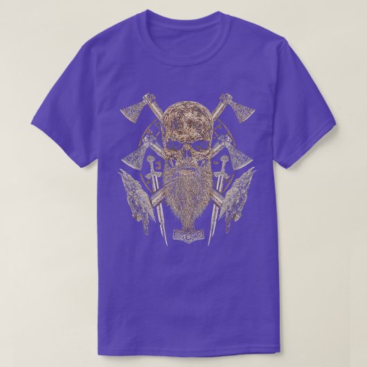 T-shirt Vikings Rise Vikings Skull Beard Runes (Design devant)