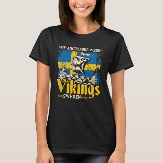 T-shirt Vikings Suède Ancêtres Viking Ship Sverige (Devant)