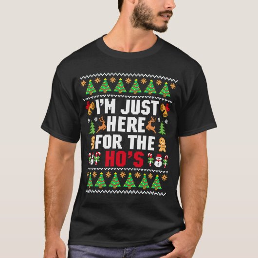 T-shirt Vilain Chandail de Noël Père Noël Je suis juste là (Devant)