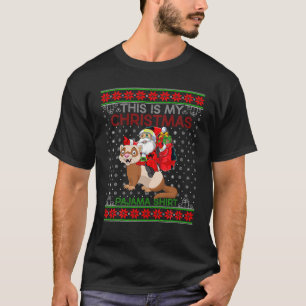 T-shirt Vilain Jeu de Noël Style Père Noël Riding Ferret C