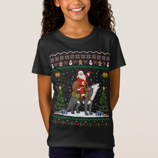 T-Shirt Vilain Loup Noël Cadeau Père Noël équitation Loup  (Devant)
