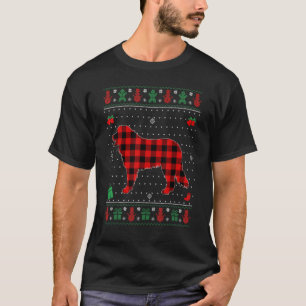 T-shirt Vilain Noël Rouge Plaid Bernese Mountain Dog Matc