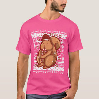 T-shirt Vilain pull de Noël Famille d'écureuils de Noël