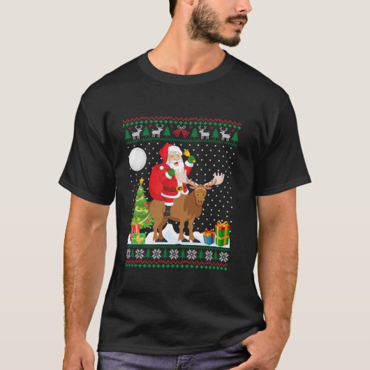 T-shirt Vilain Sweater Design Funny Père Noël Riding M (Devant)