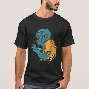 T-shirt Vilain Zombie Arme Vertébrale Squelette Hallow