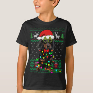 T-shirt Vilaine lumière de Noël Dachshund Chien Chien Chie