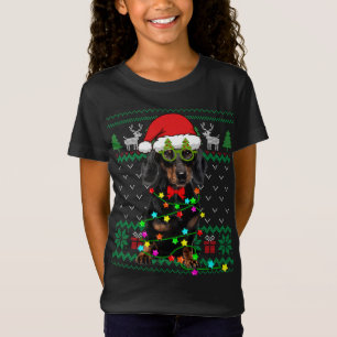 T-Shirt Vilaine lumière de Noël Dachshund Chien Chien Chie