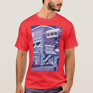 T-shirt Ville couverte de neige enneigée bâtiment d'hiver