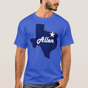 T-shirt Ville d'Allen Texas Lone State Map Navy Blue