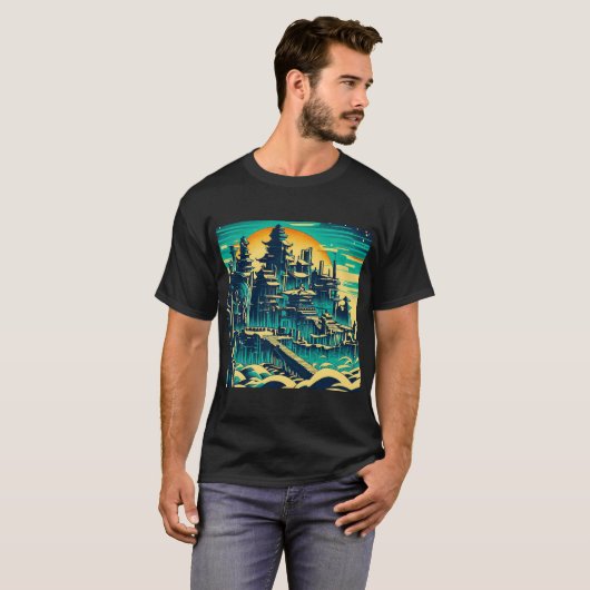 T-shirt Ville d'Atlantis 1 - Style boisé (Devant entier)