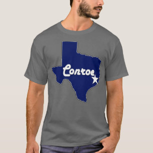 T-shirt Ville de Conroe Texas Lone State Map Marine Blue