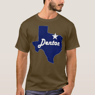 T-shirt Ville de Denton Texas Lone State Map Navy Blue