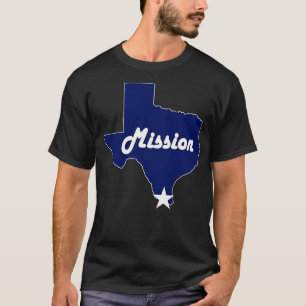 T-shirt Ville de Mission Texas Lone State Map Marine Blue