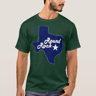 T-shirt Ville de Round Rock Texas Lone State Map Marine Bl