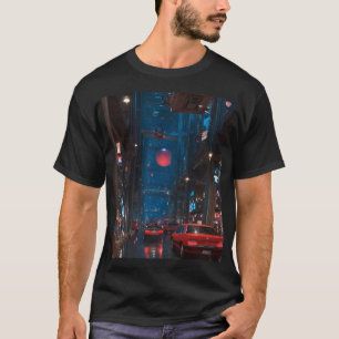T-shirt Ville de rue néon futuriste