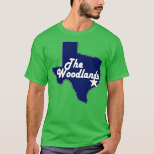 T-shirt Ville de Woodlands Texas Lone State Map Navy Bl
