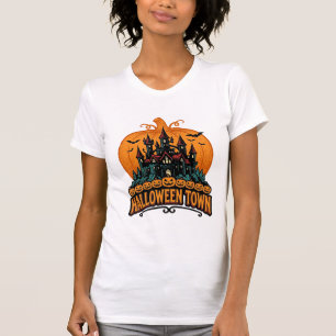 T-shirt Ville d'Halloween Château Hanté Vintage Citrouille