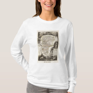 T-shirt Villes montrés la couleur le long des frontières