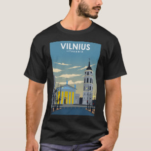T-shirt Vilnius Lituanie Vintage Rétro Minimal Pos Voyage