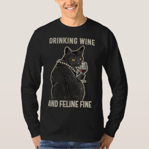 T-shirt Vin À Boire Et Feline Idée De Chat À Vin Fin