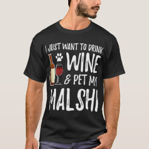T-Shirt Vin Amoureux de Chien Malshi Cadeau Drôle