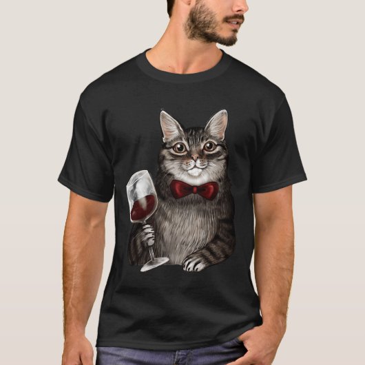T-shirt Vin Chat Gris Tabby (Devant)