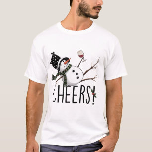 T-shirt Vin de bonhomme de neige Noël Drôle de boisson vin