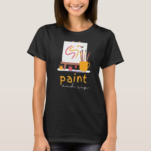 T-shirt Vin de fête de peinture et Sip Boire Rainbow Paint (Devant)