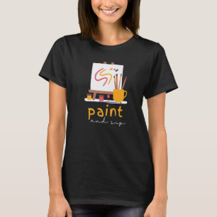 T-shirt Vin de fête de peinture et Sip Boire Rainbow Paint